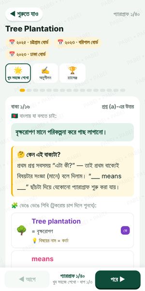 প্যারাগ্রাফ বাক্য ধরে শেখা — বাংলা ভাবনা, কেন এই বাক্য, টুকরো টুকরো ইংরেজি